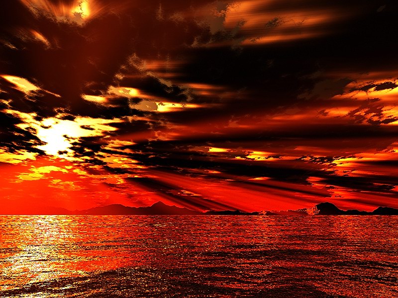 Fiery Sky at Sunset - Zoom 800 &times; 600 pixels
