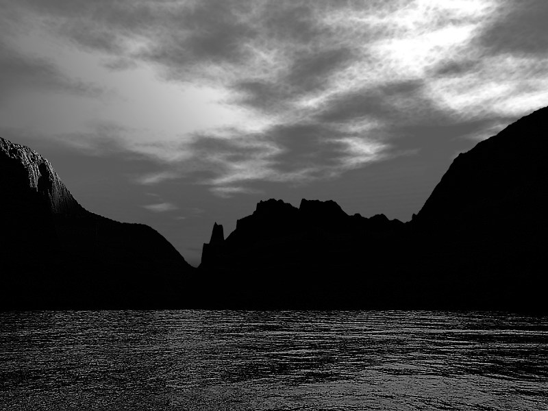 Twilight over an Extinct Volcano - B&W - Zoom 800 &times; 454 pixels